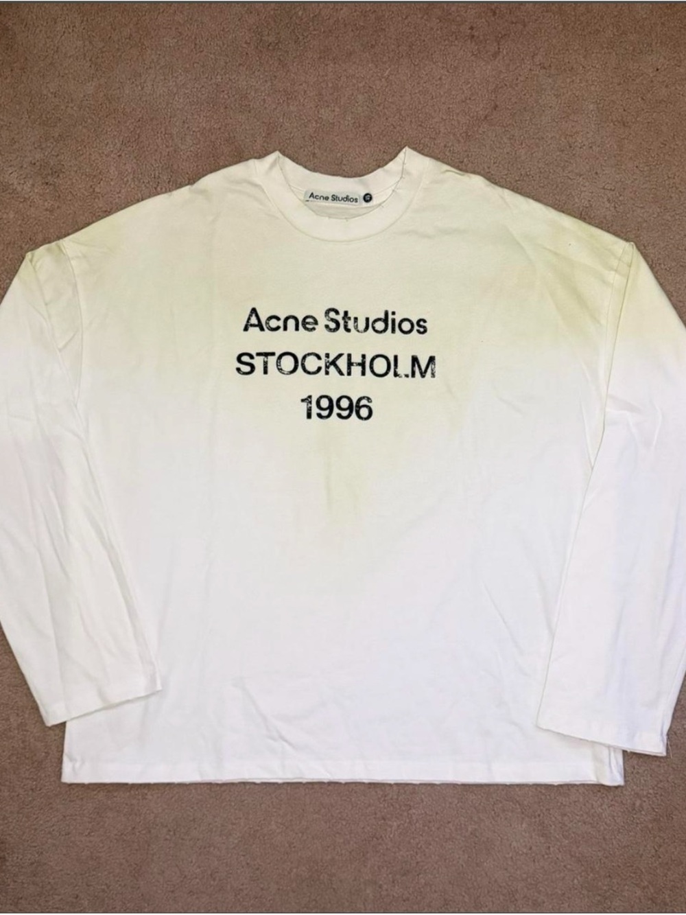 Acne Studios White Long-Sleeve Tee with 'Stockholm 1996'